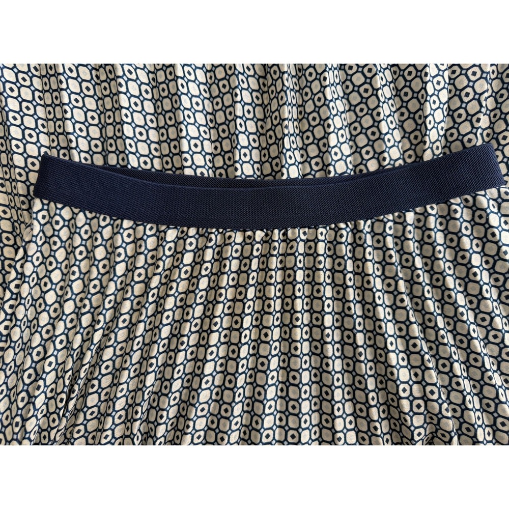 Max Studio Geometric Pleated Maxi Skirt Navy Ivory Coastal Size Small - Picture 10 of 10